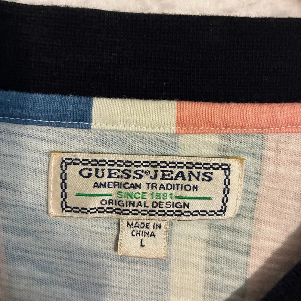 Guess Shirt Mens L Short Sleeve‎ Striped Streetwear Skater Hip Hop Y2K - Picture 4 of 9